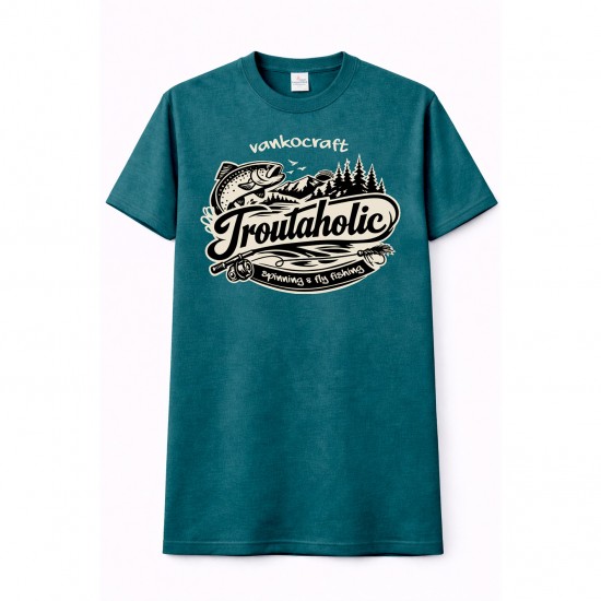 Тениска Troutaholic Spinning & Fly Fishing Teal Тениска Troutaholic Spinning & Fly Fishing Teal