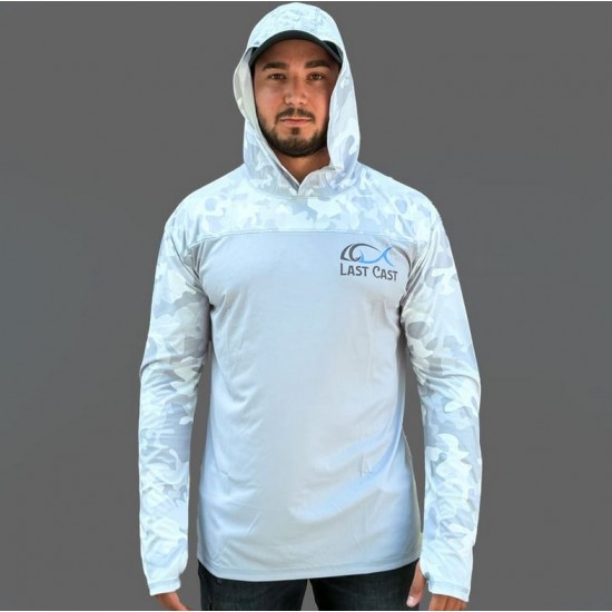 Last Cast Camo Grey Hoodie UPF 50+ UV Блуза