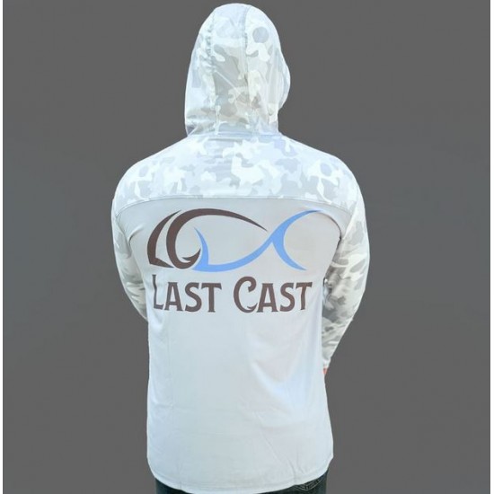 Last Cast Camo Grey Hoodie UPF 50+ UV Блуза
