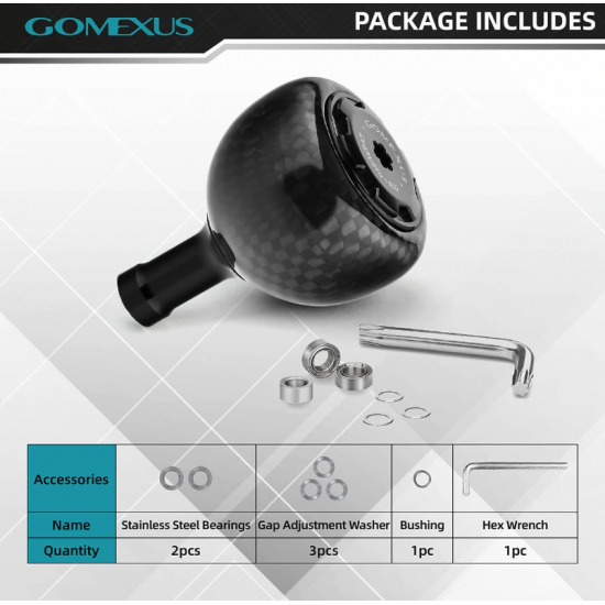 Gomexus Carbon Reel Power Knob 38mm DA38 Карбонова ръкохватка (ноб) за макари Shimano и Daiwa Gomexus Carbon Reel Power Knob 38mm DA38 Карбонова ръкохватка (ноб) за макари Shimano и Daiwa