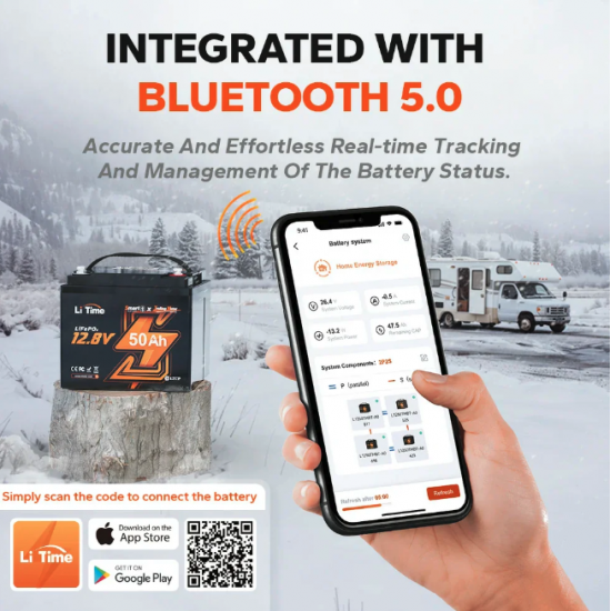 LiTime 12v/50Ah Bluetooth Литиева батерия Li Time LiTime 12v/50Ah Bluetooth Литиева батерия Li Time