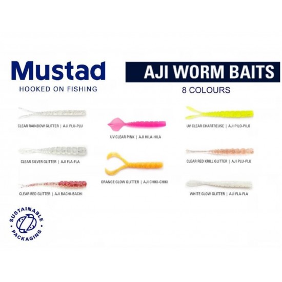 Mustad Aji Worm Hila-Hila 4.3cm Силиконова примамка Mustad Aji Worm Hila-Hila 4.3cm Силиконова примамка