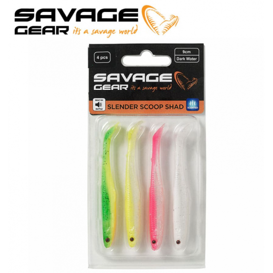 SG Slender Scoop Shad 9cm 4g Clear Water Mix 4pcs