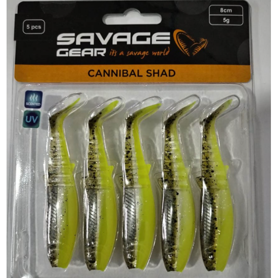 Savage Gear Cannibal Shad 8cm 5pcs Комплект силиконови примамки Savage Gear Cannibal Shad 8cm 5pcs Комплект силиконови примамки