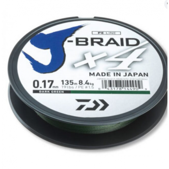 Плетено влакно Daiwa J-BRAID X4 DARK GREEN (тъмно зелено) – 135m