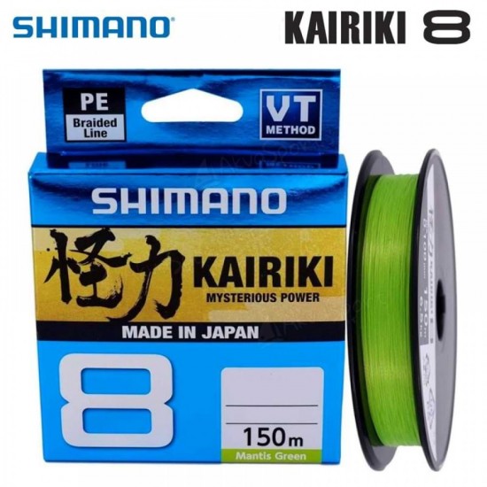Shimano Kairiki 8 Mantis Green 150m Плетено влакно Shimano Kairiki 8 Mantis Green 150m Плетено влакно